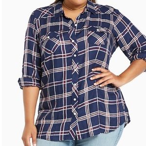 Torrid size 1 PLAID CHALLIS CAMP SHIRT